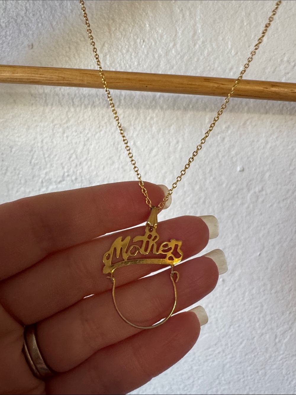 Gold Tone “Mother” Charm Holder Necklace